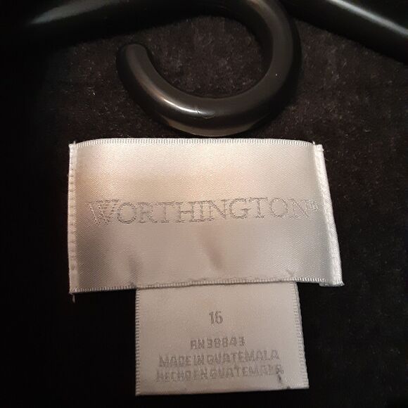 Worthington Trench Coat Womens Wool Blend Gray Buttons Lined Pockets Size 16 EUC - Picture 4 of 8